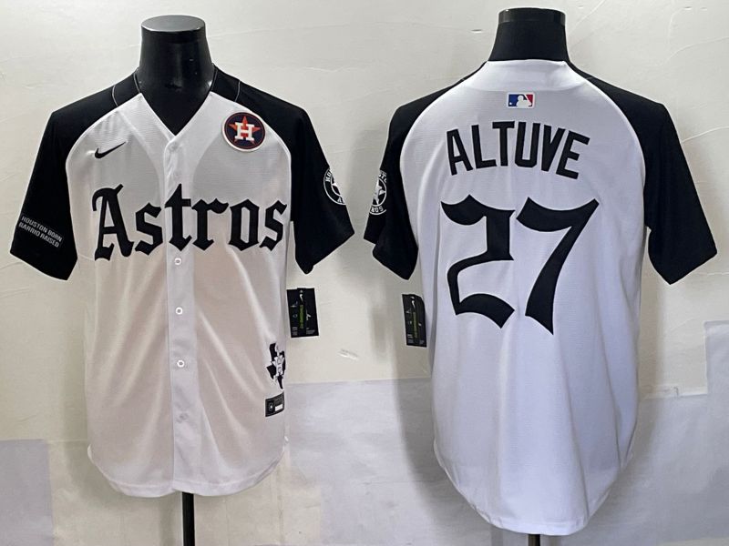 Men 2025 Houston Astros #27 Altuve White Black Five generations Joint Name Nike MLB Jersey style 11->houston astros->MLB Jersey